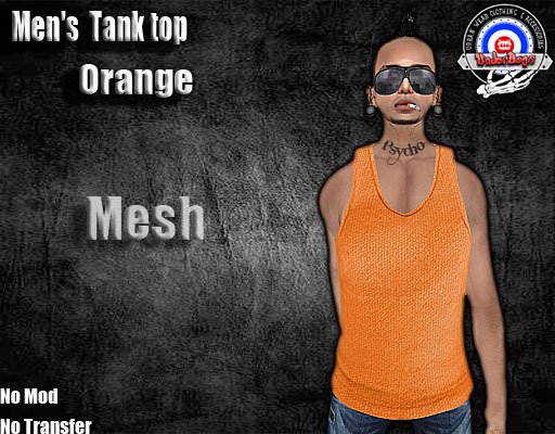 [UnderDogs] - Men's Neon Tank Top - Orange - Mesh 