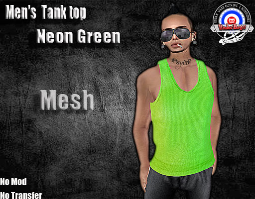 [UnderDogs] - Men's Neon Tank Top - Green - Mesh 