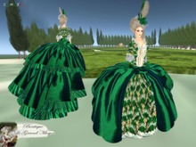 **Vestido tafeta verde gala sombrero y zapatos