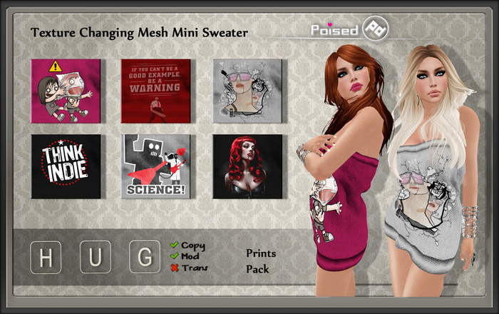 ::Poised:: Hug Mesh Sweater Mini-  Texture Changing - Prints Pack