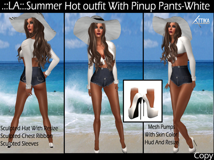 .::LA::..Summer Hot Outfit With PinUp Pants-White