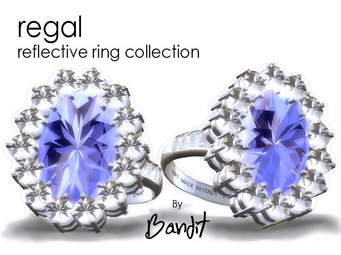 Full reflective Ring - Sapphire Diamond & platinum ring REGAL by Bandit  v1012