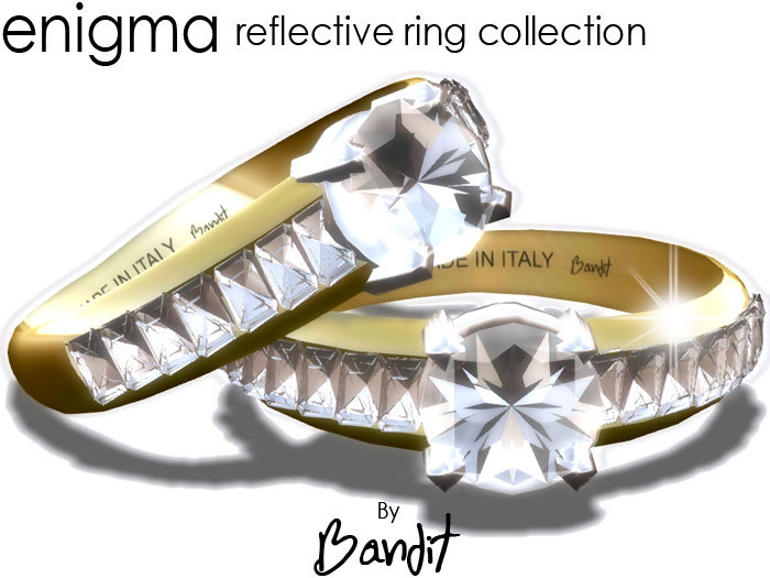 Full reflective Ring - Diamonds & Gold ring ENIGMA by Bandit- engagement -friendship v1012