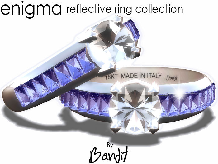 Full reflective Ring - Diamonds Saphires & platinum ring ENIGMA by Bandit- engagement -friendship v1012