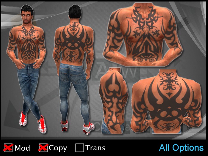 ZAW - Tattoo Tribal Back & Front Z7