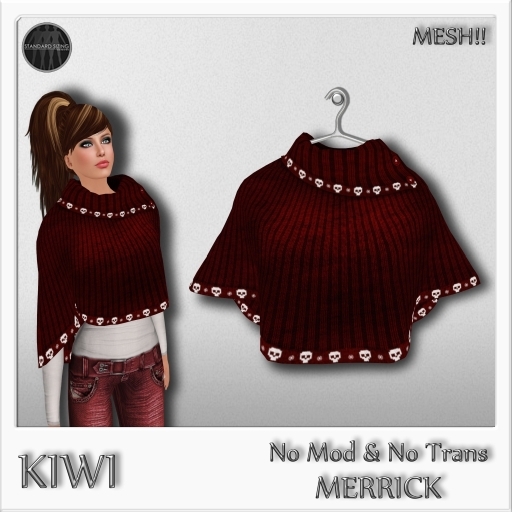 KIWI MERRICK MESH PONCHO WITH SWEATER (RED)