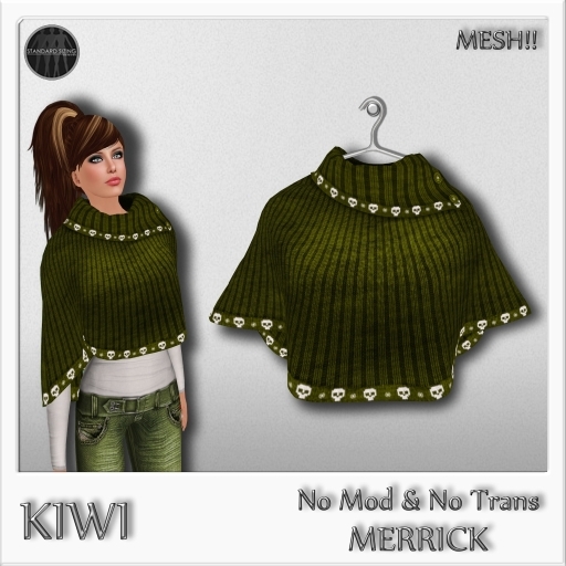 KIWI MERRICK MESH PONCHO WITH SWEATER (GREEN)
