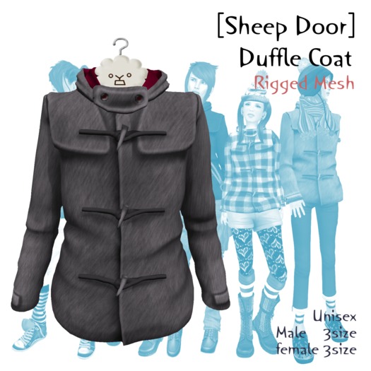 [Sheep Door] Duffle Coat (Mesh) Gray