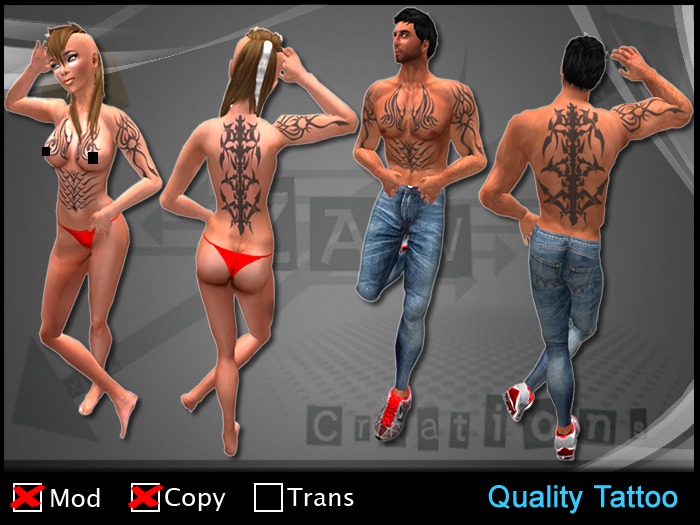 ZAW - Tattoo Tribal Back & Front Z2