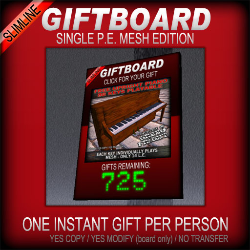 Second Life Marketplace Giftboard Slimline v1.1 free gift giver with