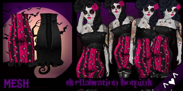 ^v^DRBC^v^Skell-abration Ruffle Skirt Hotpink