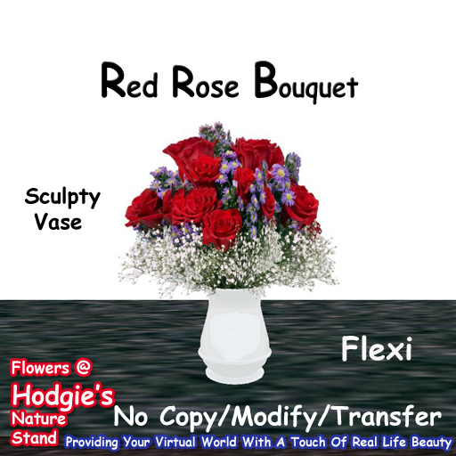 Hodgie's Flowers & Plants  --  Rose Bouquet In Sculptie Vase With Baby Breath