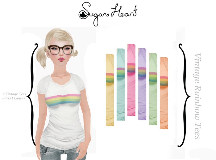 {Sugar Heart} Vintage Rainbow Tees