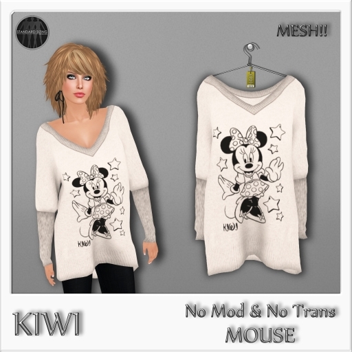 KIWI MOUSE LADIES LOOSE V-NECK SWEATER 8 