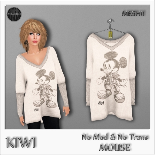KIWI MOUSE LADIES LOOSE V-NECK SWEATER 1 
