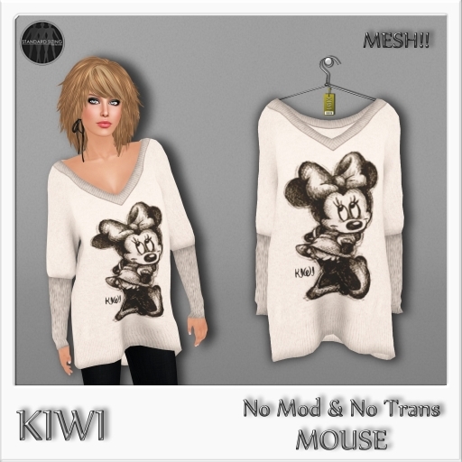KIWI MOUSE LADIES LOOSE V-NECK SWEATER 3 