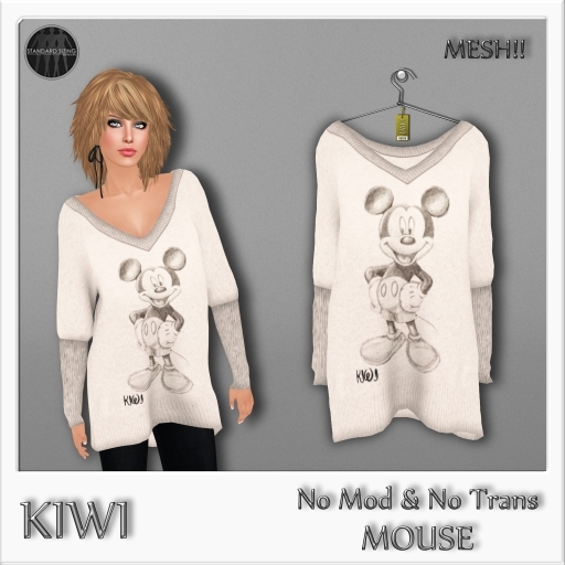 KIWI MOUSE LADIES LOOSE V-NECK SWEATER 2 