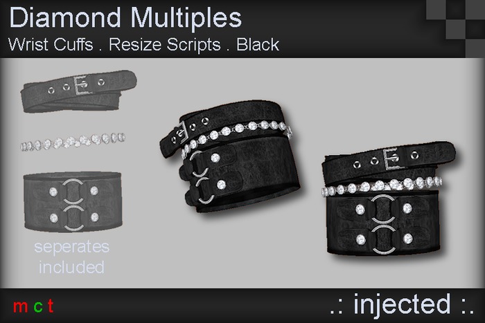 .: Injected :. Diamond Multiples Wrist Bands - Black