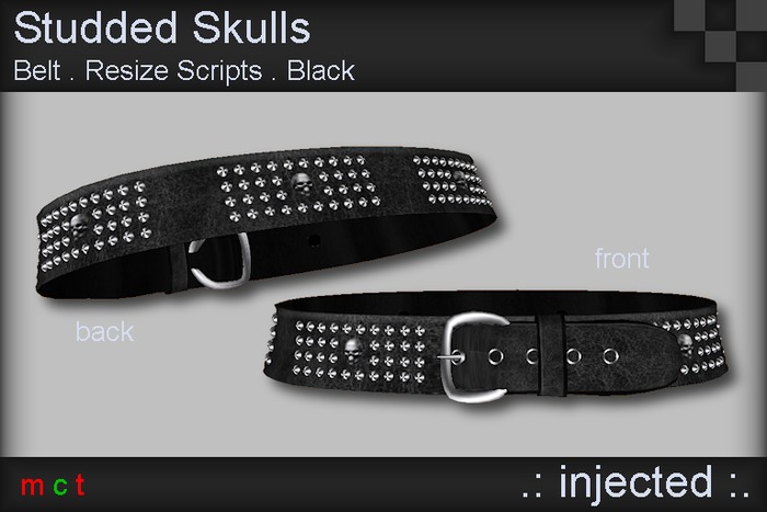 .: Injected :. Studded Skulls Belt - Black