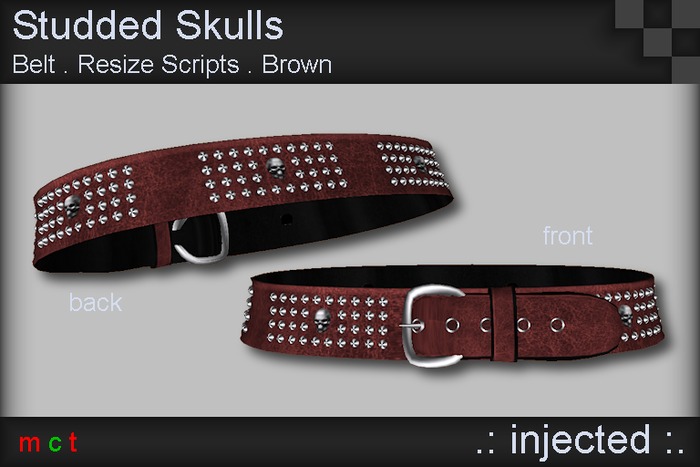 .: Injected :. Studded Skulls Belt - Brown