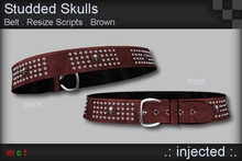 .: Injected :. Studded Skulls Belt - Brown