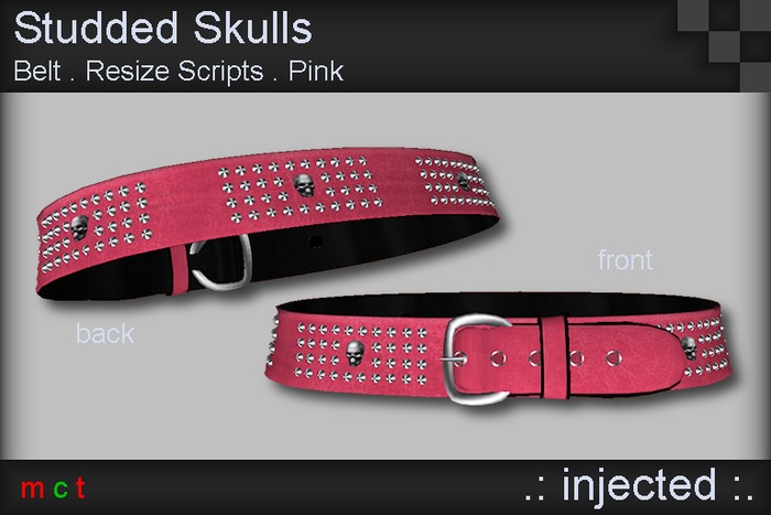 .: Injected :. Studded Skulls Belt - Pink