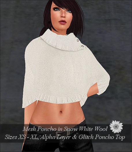 Crazy Daisy Poncho- Snow White Wool