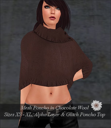 Crazy Daisy Poncho- Chocolate Wool