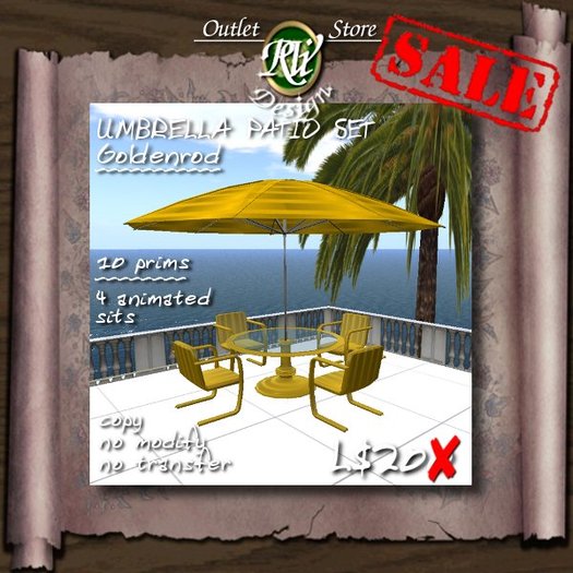 SALE -> 90% OFF - Umbrella Patio Set - Goldenrod (boxed)