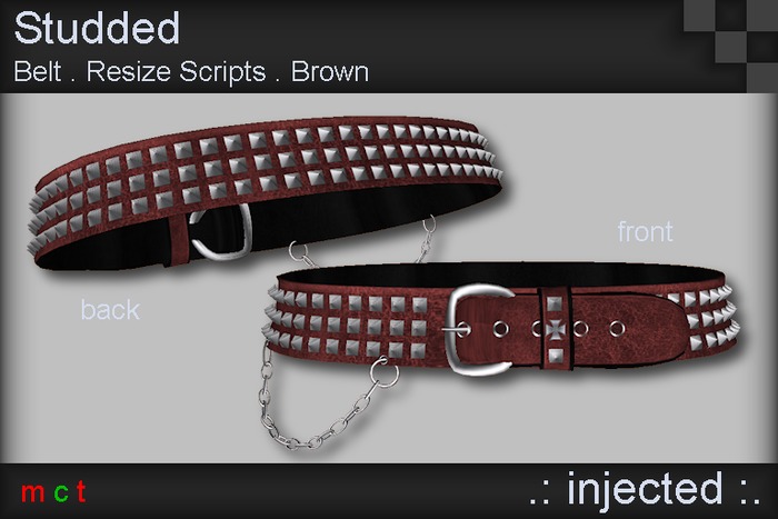 .: Injected :. Studded Belt - Brown