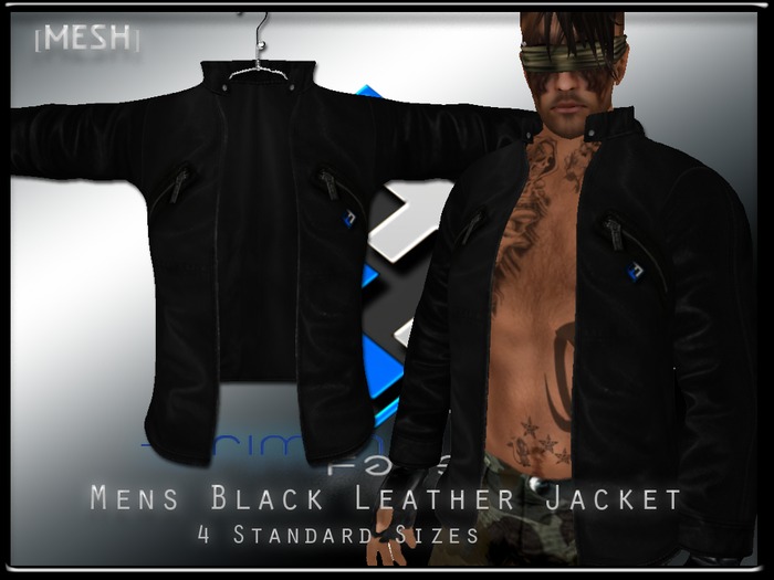 [FF]Mens Leather Jacket Black MESH