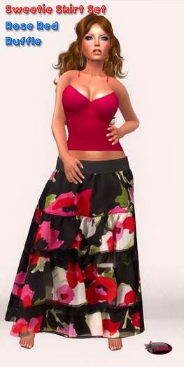 .:Glamorize:. Sweetie Skirt Set - Red Rose Ruffle