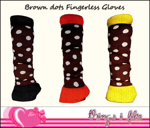 Things  I Like - Brown dots fingerless gloves