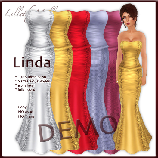 - DEMO - LMC Linda - fully Rigged Mesh Gown - DEMOS 