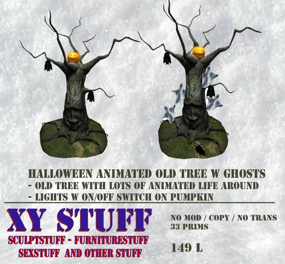 Halloween Animated Old Tree with Ghosts