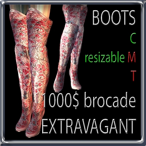 GuTi EXTRAVAGANT 1000$ brocade overknee boots red