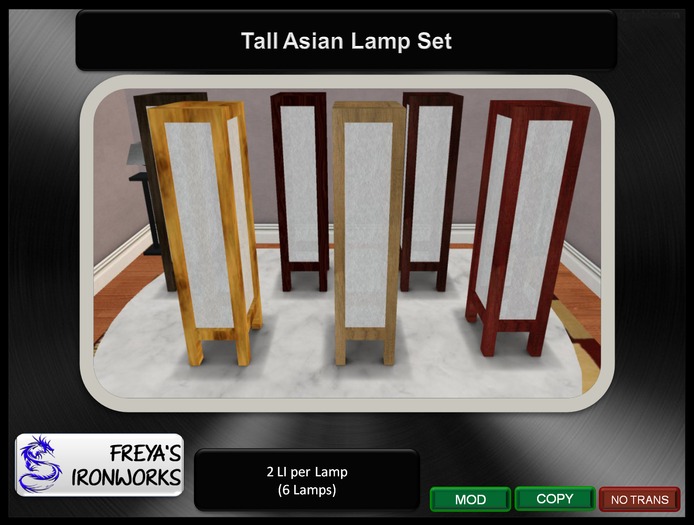 Tall Asian Lamp Set - Freya's Ironworks