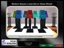 Modern Square Lamp Set w/ Glass Shade - Freya's Ironworks