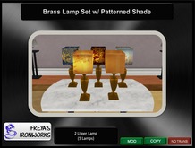 Brass Lamp Set w/ Patterned Shade - Freya's Ironworks