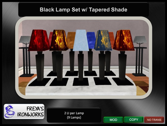 Black Lamp Set w/ Tapered Shade - Freya's Ironworks