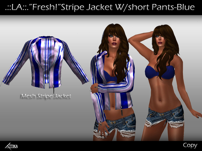 .::LA::."Fresh!"Stripe Jacket W/Short Pants-Blue