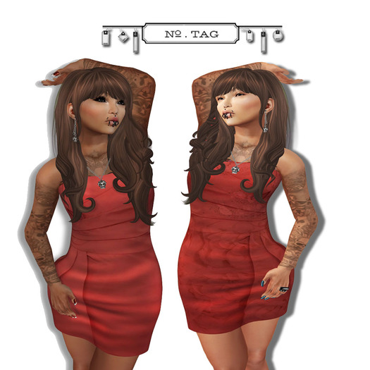 No.Tag Red/Flowers Dress {mesh}