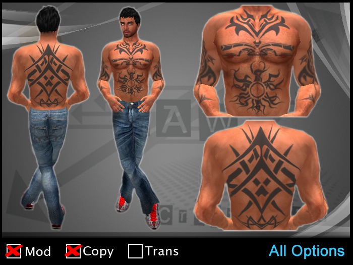 ZAW - Tattoo Tribal Back & Front sun