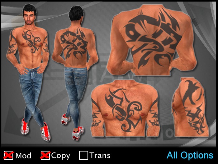 ZAW - Tattoo Tribal Back & Front Z10