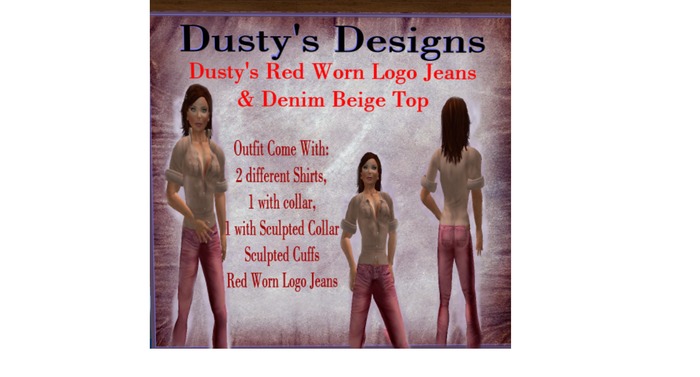 Dusty's Red Worn Logo Jeans
