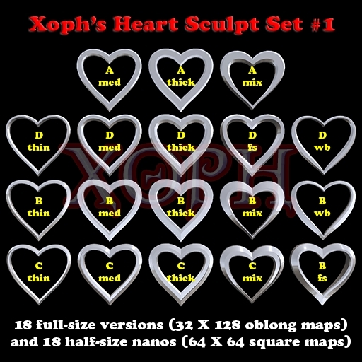 Sculpted Hearts Set #1 (Edged Shapes) Heart Sculpties for jewelry, necklace makers, etc. With nano