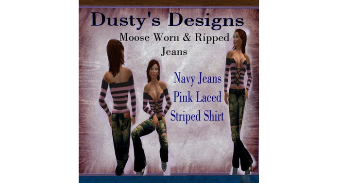 Dusty's Moose Worn & Ripped Navy Jeans