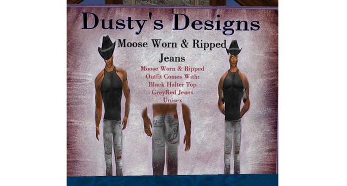 Dusty's Moose Worn & Ripped GreyRed Jeans