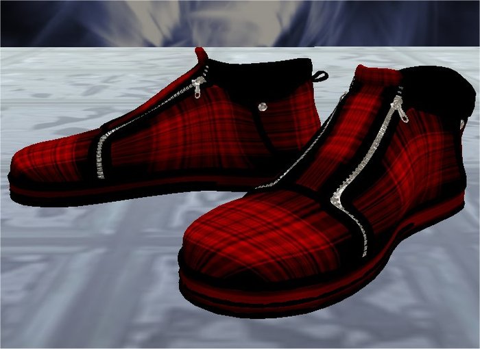 HDC Red Plaid Bl Trim Shoes
