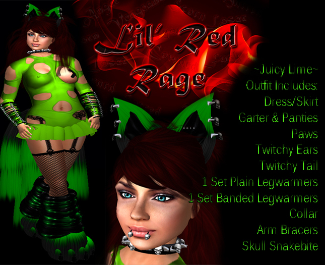 .: Lil Red Rage :. Juicy - Lime Neko Set 